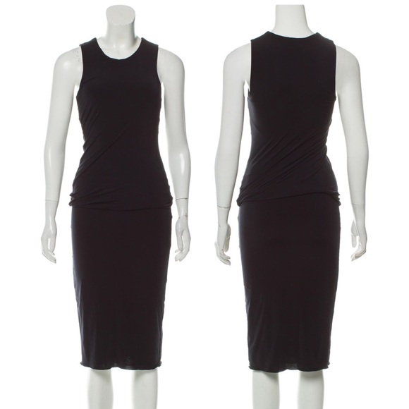 Calvin Klein Collection Sleeveless Solid Black Midi Dress - Picture 3 of 13